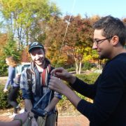 Students prepare launch of a balloon-borne cellphone